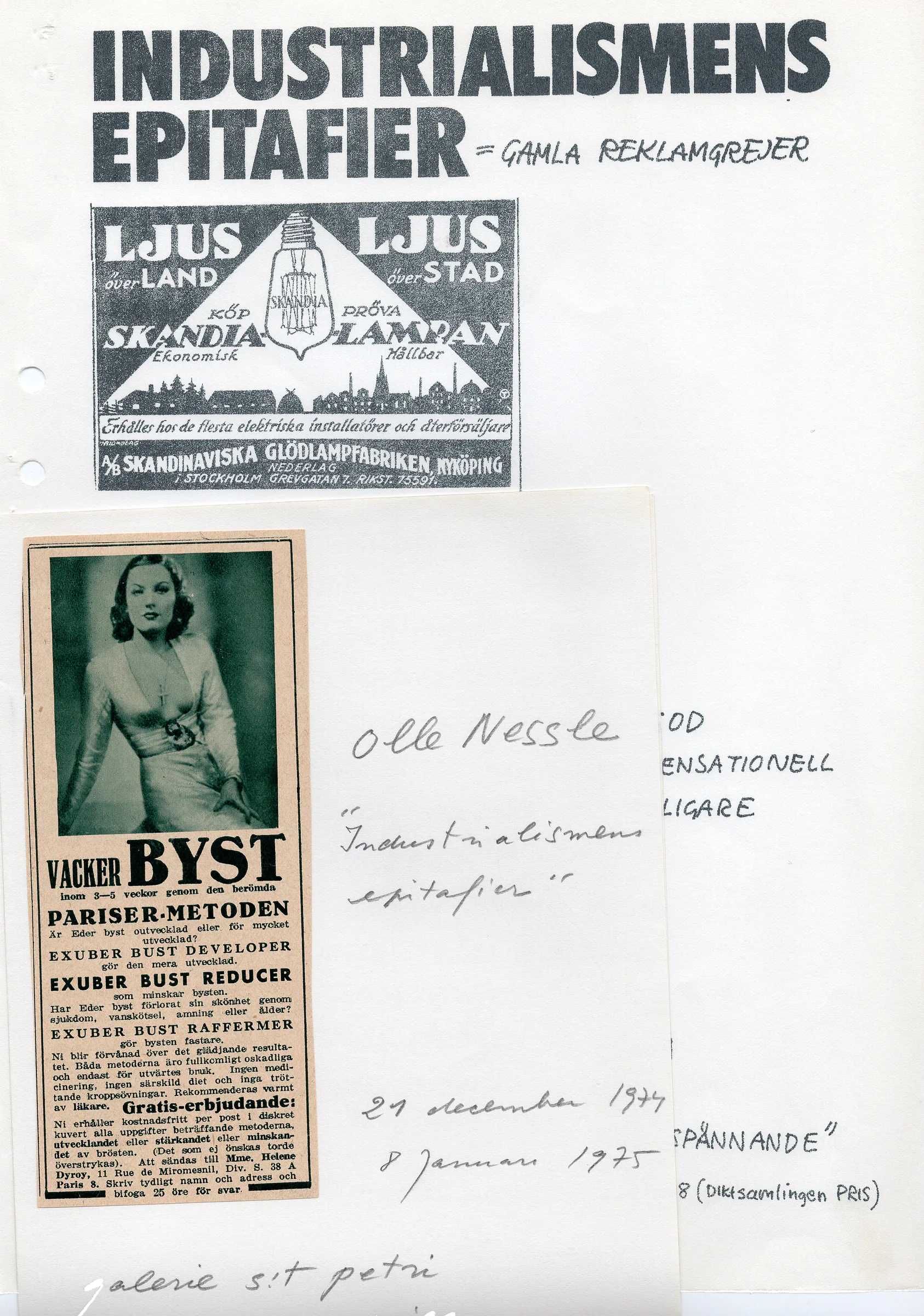 OLLE NESSLE GAMLA REKLAMGREJER 21.12.1974-08.01.1975