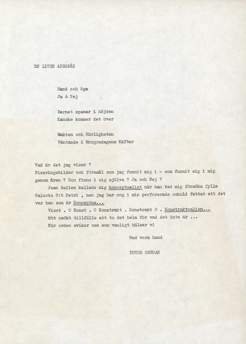 PETER ORTMAN IDEOGRAM 17-29.05.1974
