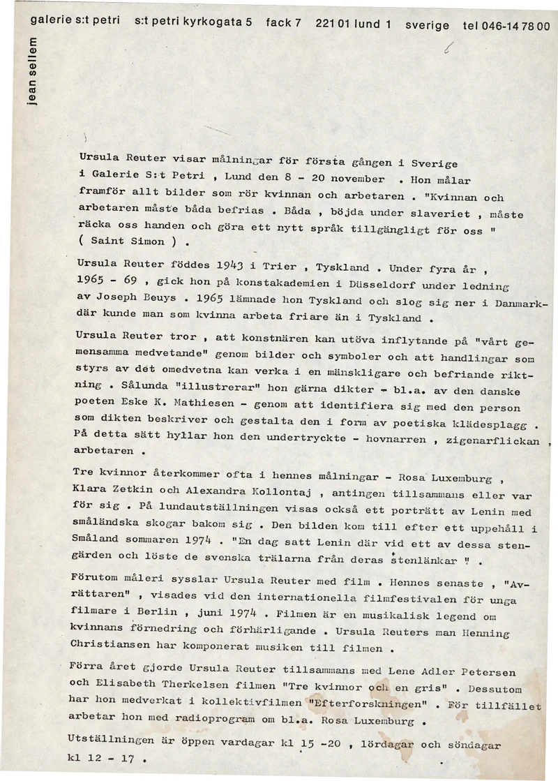 URSULA REUTER CHRISTIANSEN POETISKE DRAGTER 08- 20.11.1974