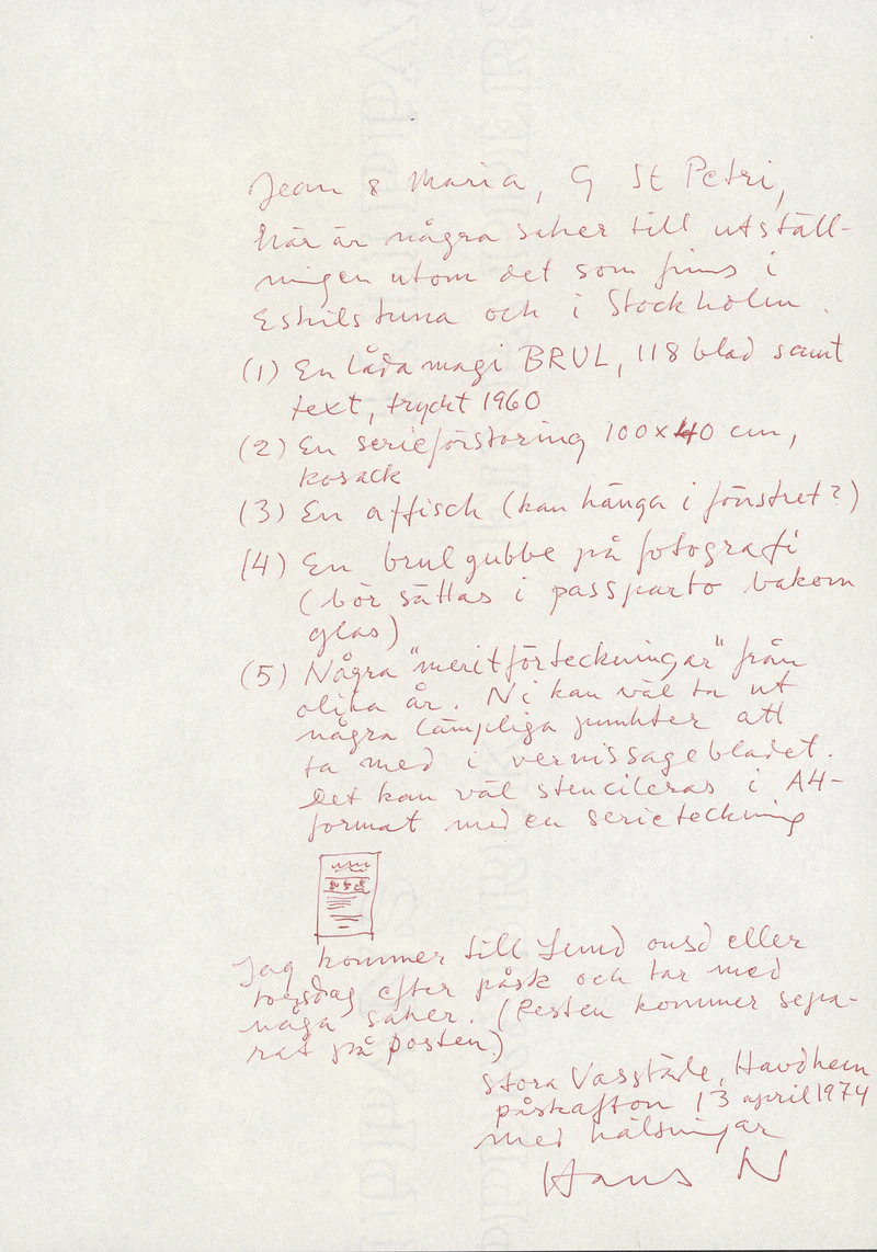 HANS NORDENSTRÓM BRUL 26.04-08.05.1974