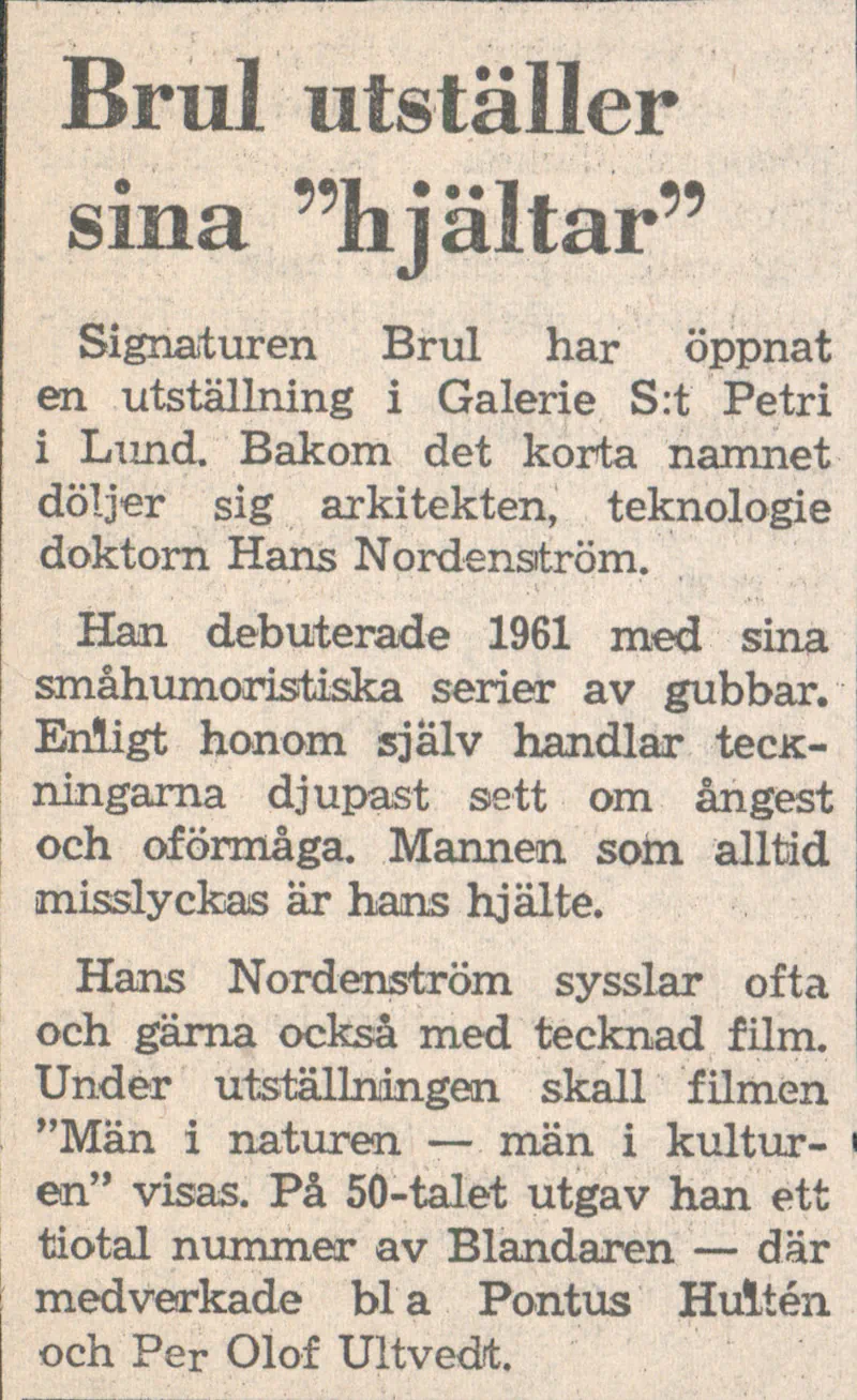 HANS NORDENSTRÓM BRUL 26.04-08.05.1974