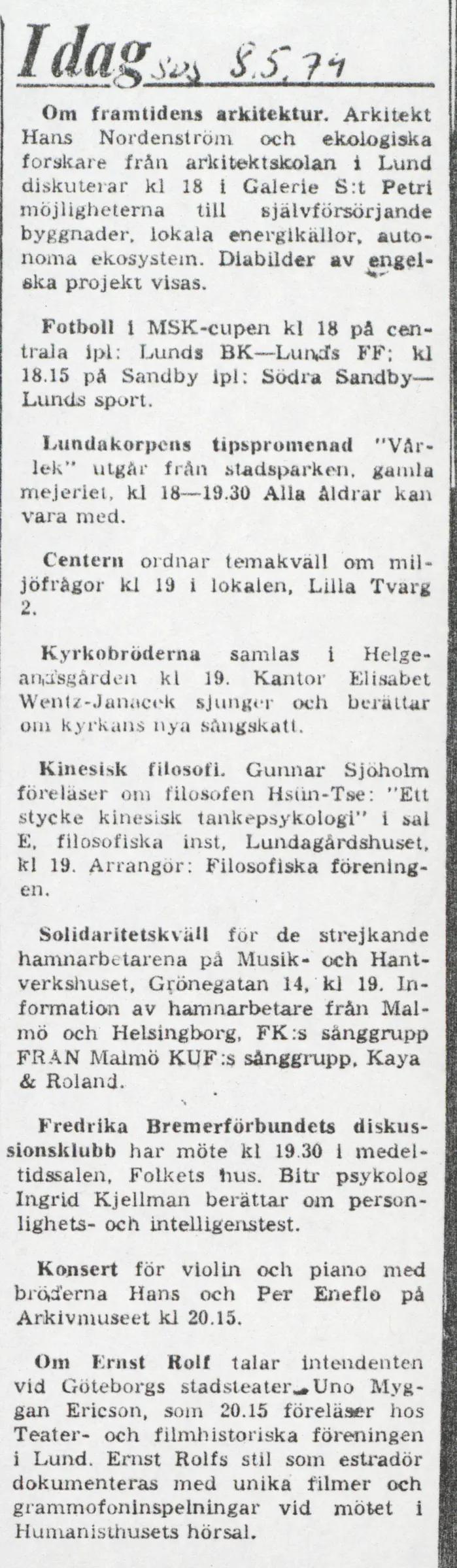 HANS NORDENSTRÓM BRUL 26.04-08.05.1974