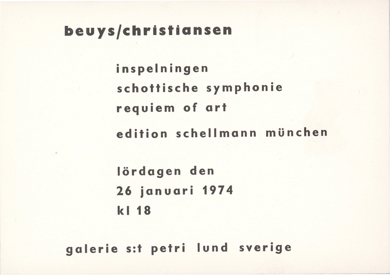 HENNING CHRISTIANSEN 26.01.1974 featuring the German artist Joseph Beuys