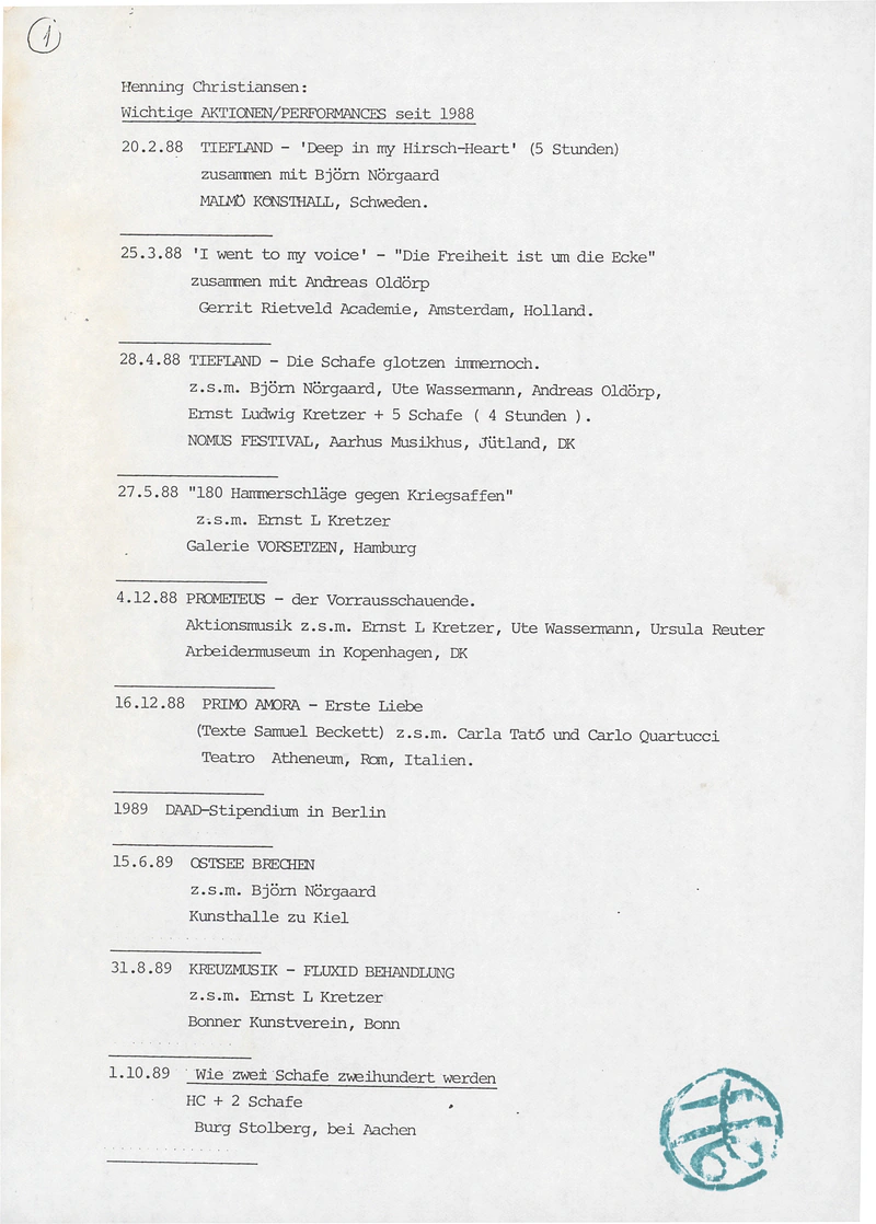 HENNING CHRISTIANSEN 26.01.1974 featuring the German artist Joseph Beuys — Sheet 2