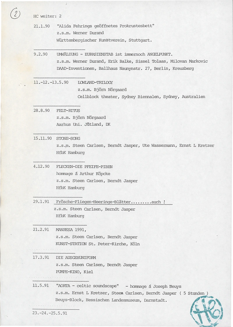HENNING CHRISTIANSEN 26.01.1974 featuring the German artist Joseph Beuys — Sheet 3