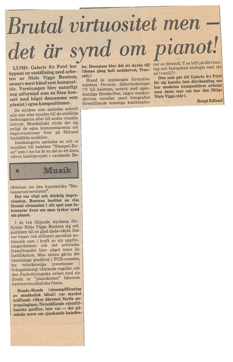 NIELS VIGGO BENTZON KONCERT MED VERTE AF 01 -13.02. 1974