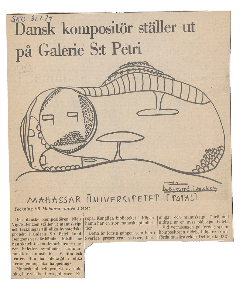 NIELS VIGGO BENTZON KONCERT MED VERTE AF 01 -13.02. 1974