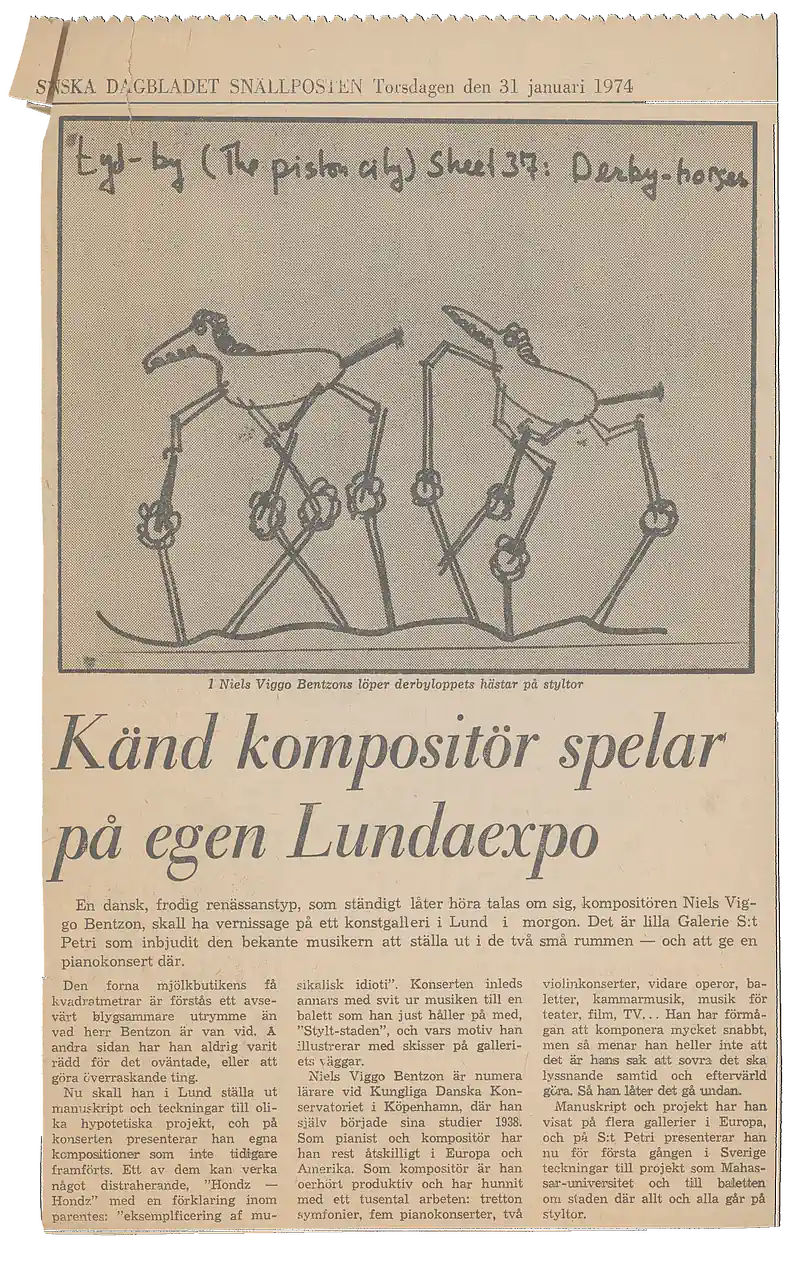 NIELS VIGGO BENTZON KONCERT MED VERTE AF 01 -13.02. 1974