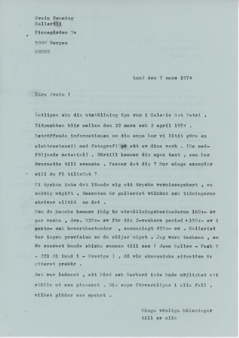 SVEIN RØNNING 22.03 - 02.04.1974