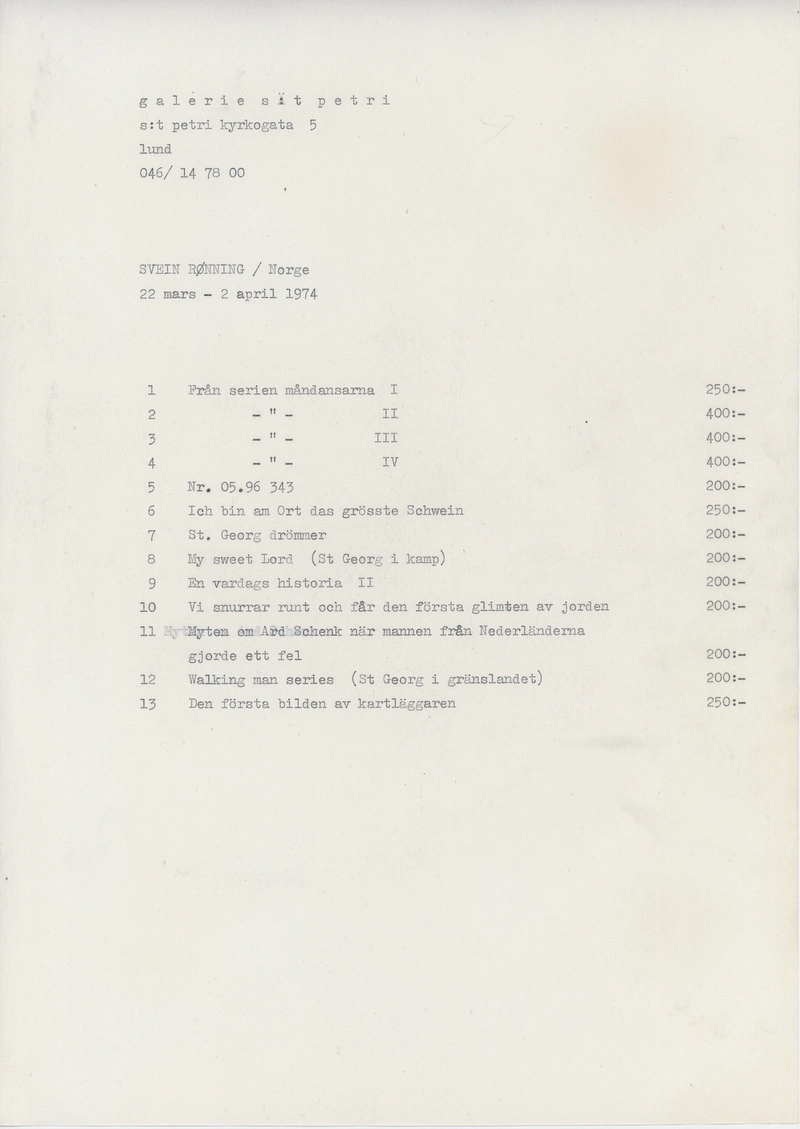SVEIN RØNNING 22.03 - 02.04.1974