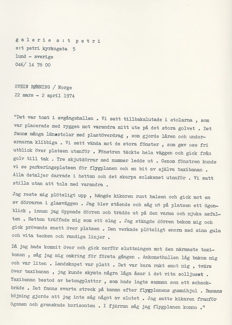 SVEIN RØNNING 22.03 - 02.04.1974
