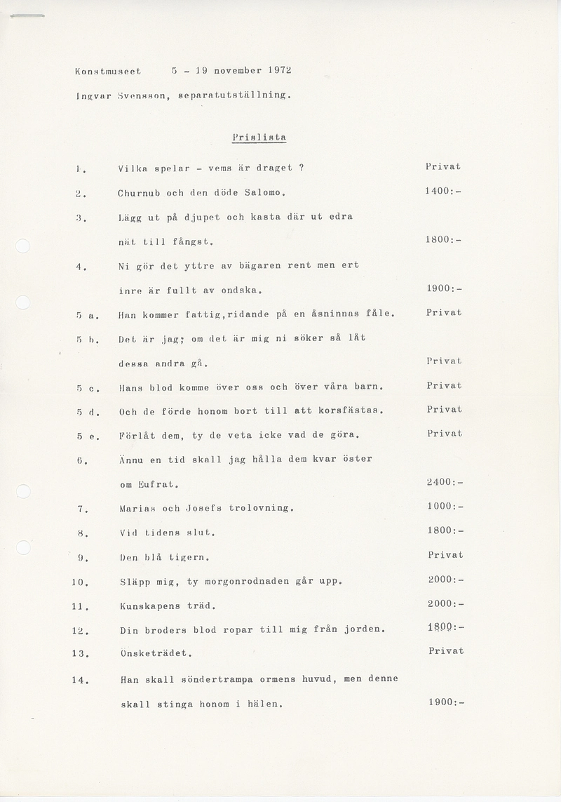 26.11 - 15.12.1971 INGVAR SVENSSON — Sheet 1
