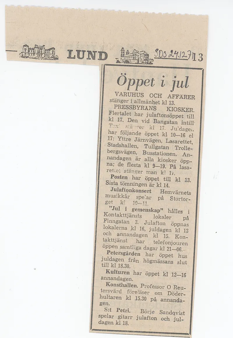 17.12.1971 - 05.01.1972 LUND OPUS - 72 — Sheet 1