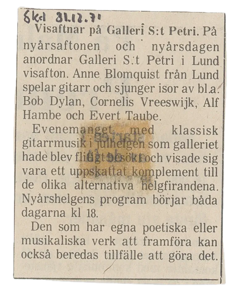 17.12.1971 - 05.01.1972 LUND OPUS - 72 — Sheet 1