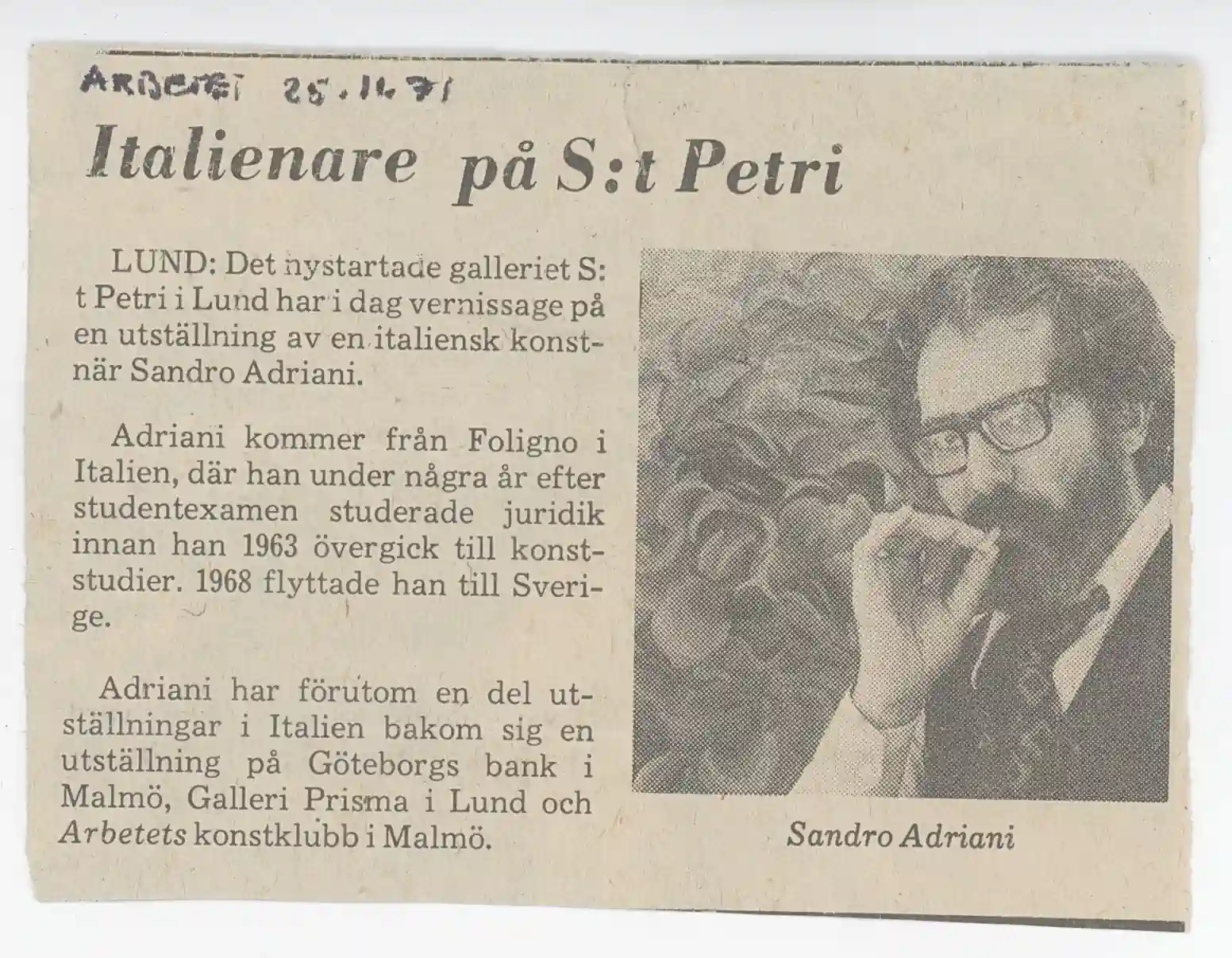 24.09 - 13.10.1971 SANDRO ADRIANI — Sheet 1