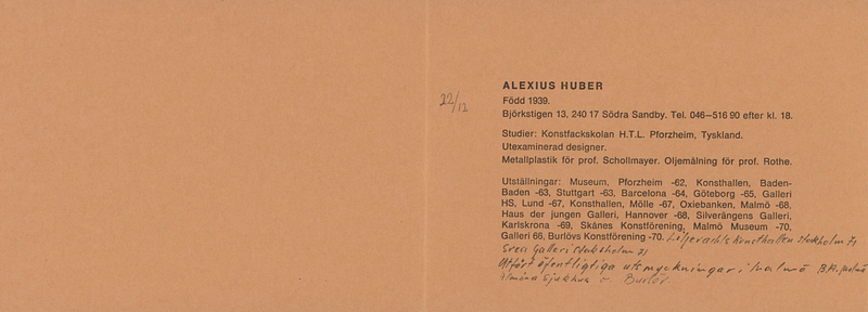 21.04 - 10.05.1972 ALEXIUS HUBER — Sheet 1