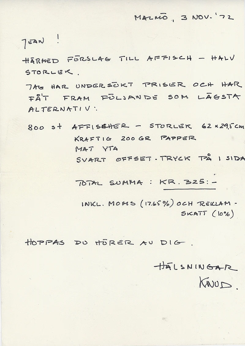 22.09 - 11.10.1972 KNUD HOLAR — Sheet 1