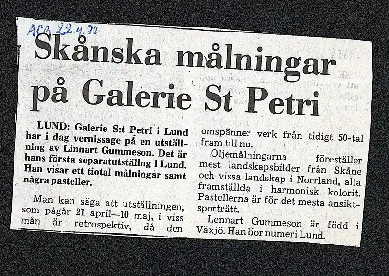 21.04 - 10.05.1972 LENNART GUMMESON — Sheet 1