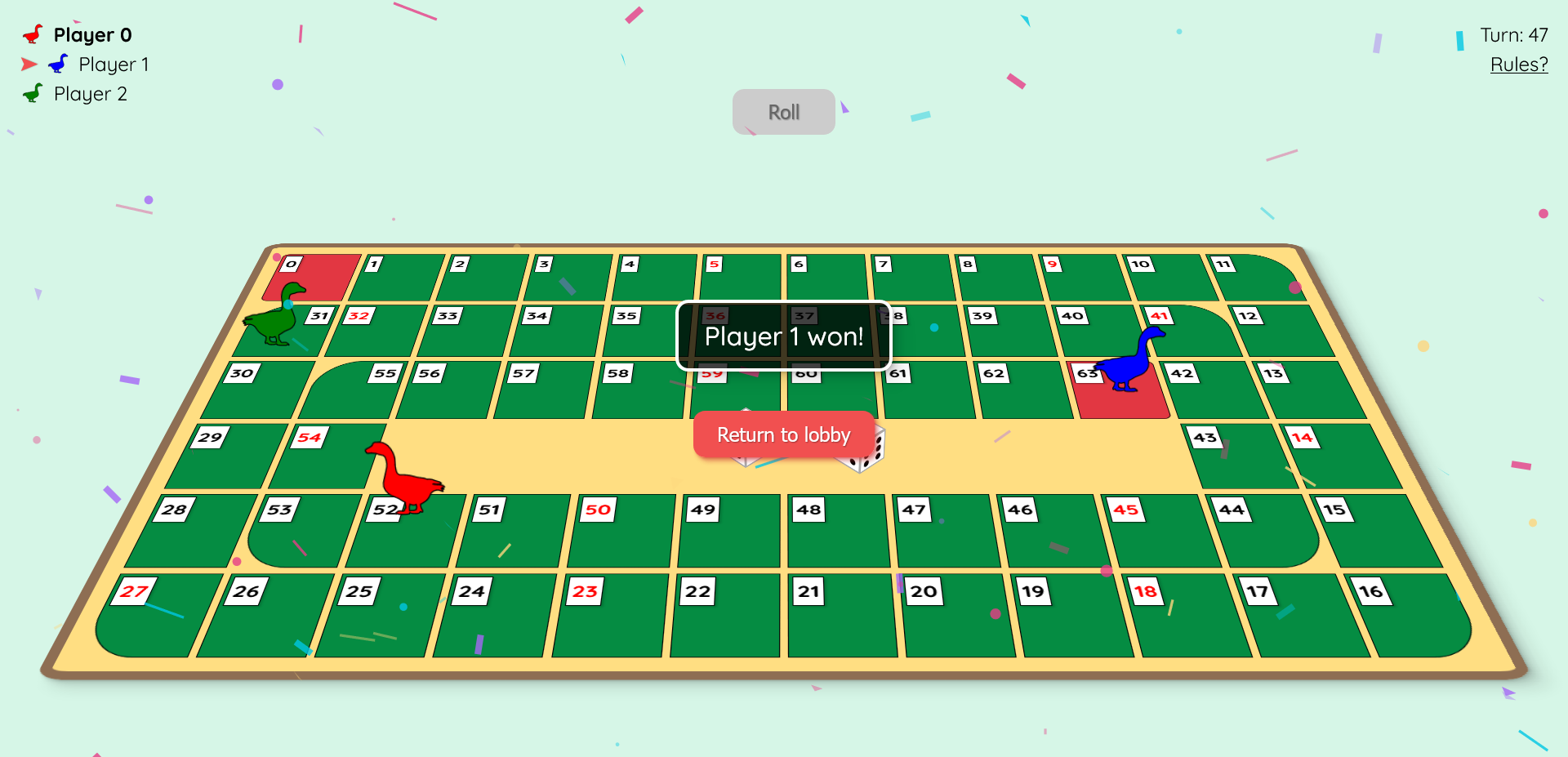 End screen after win