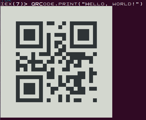 QRCode.print("Hello, world!")