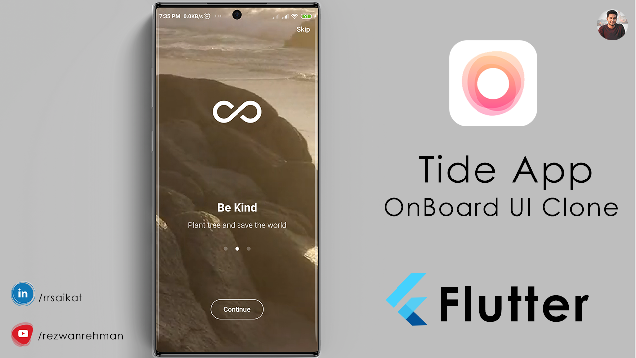 Flutter video player. Onboarding Flutter. Tide app. Onboard Screen.