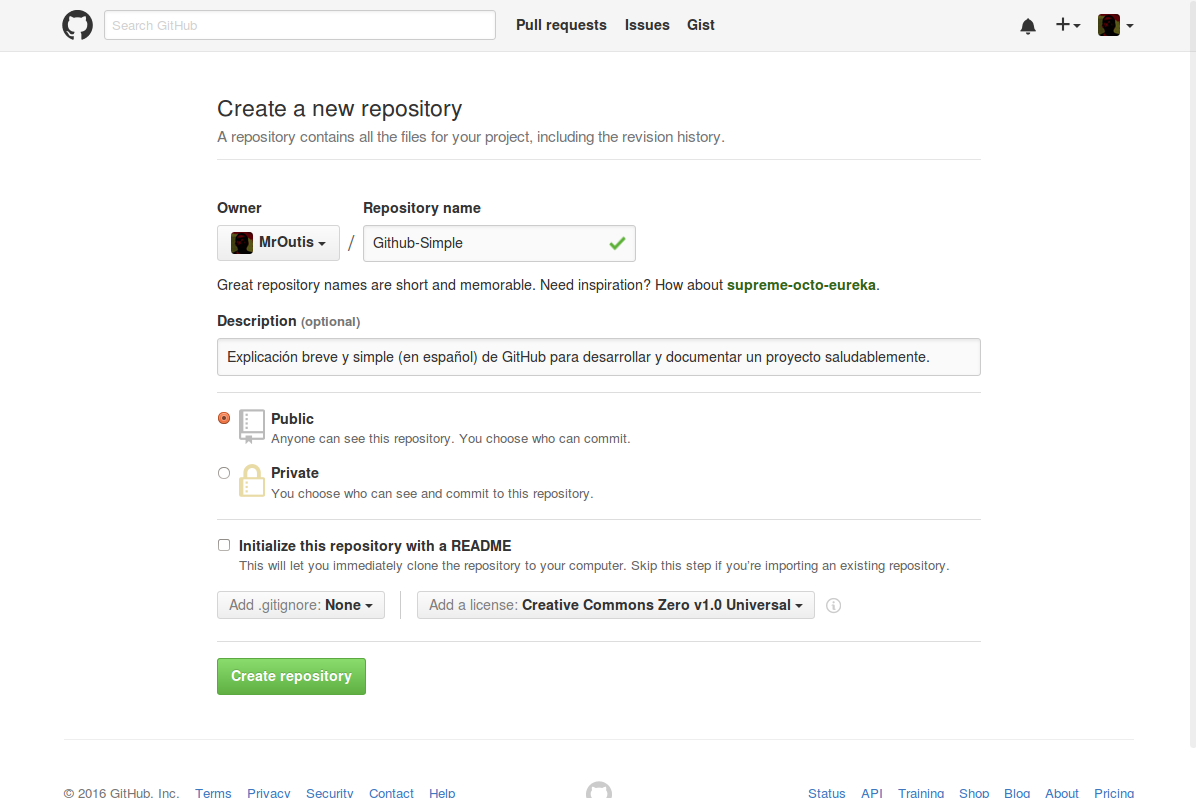 Github create repository