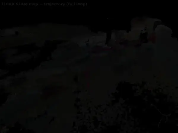 Camera-coloured SLAM point-cloud map and its estimated trajectory
