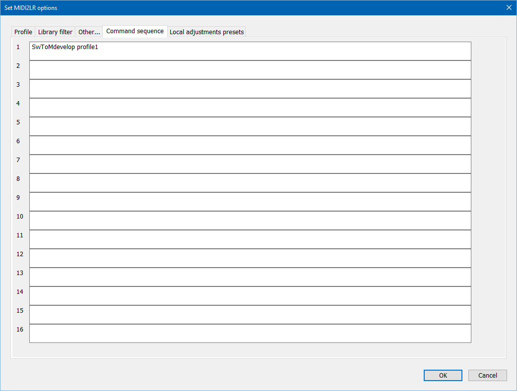 Series of commands dialog