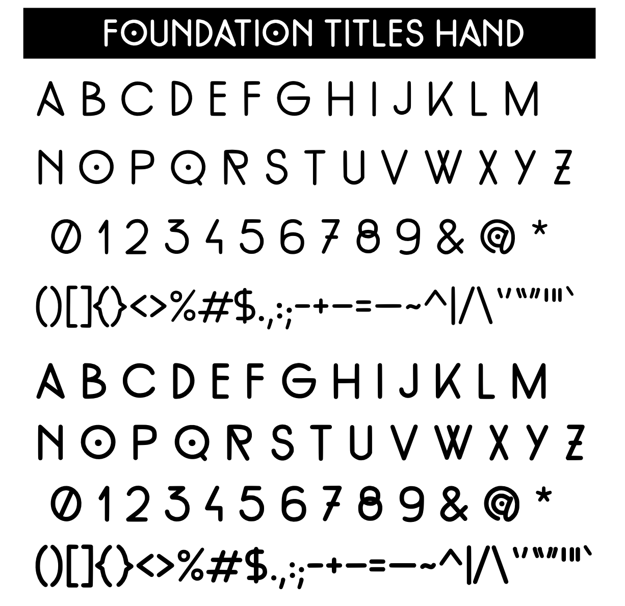 The normal and semibold characters of Foundation Titles font