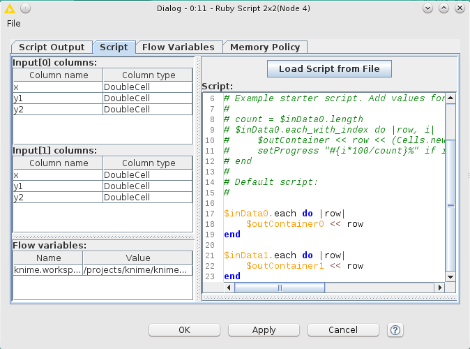 Ruby4KNIME code tab