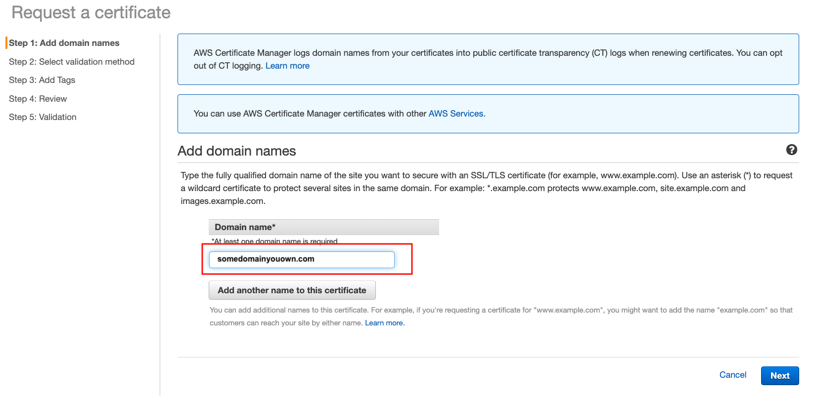 specify your domain name