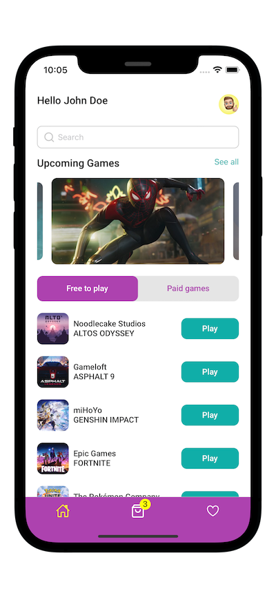 Gaming App UI