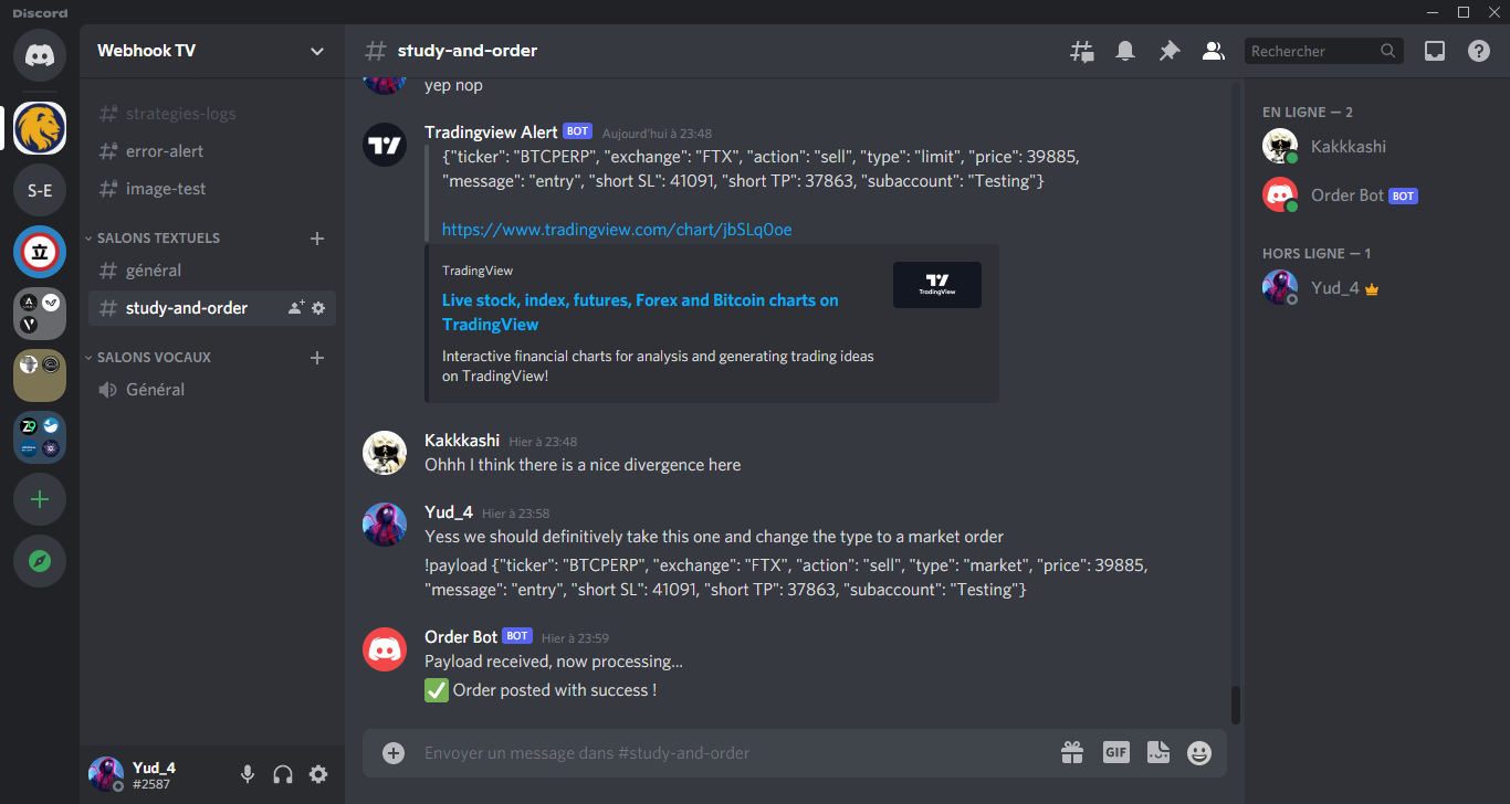 Discord chat second alert