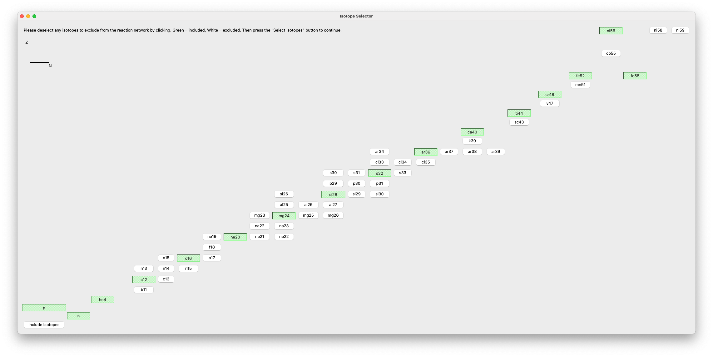 Sample plot of isotope selector.