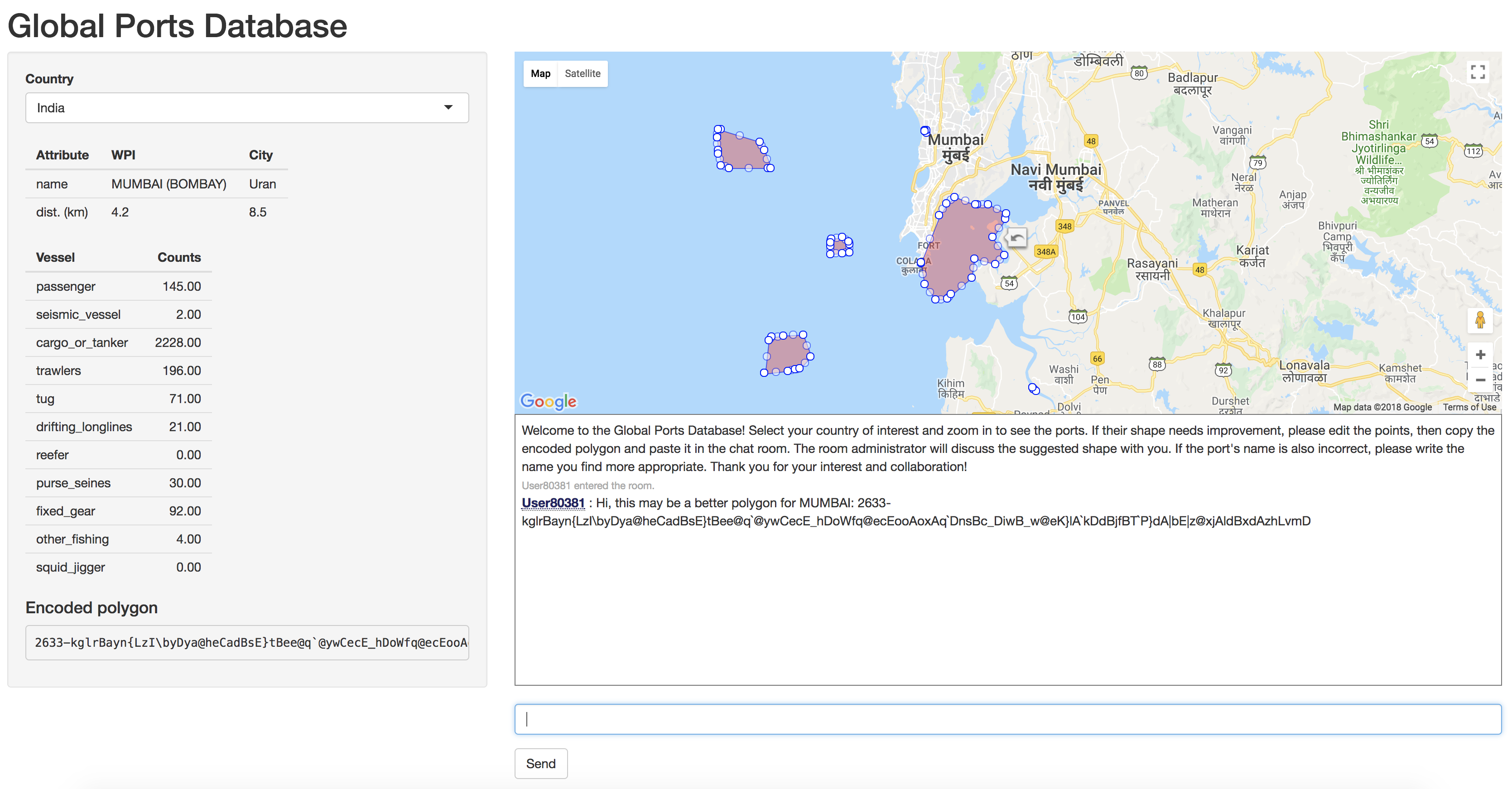 Fig 3: Sending Mumbai's edited encoded polygon for review.