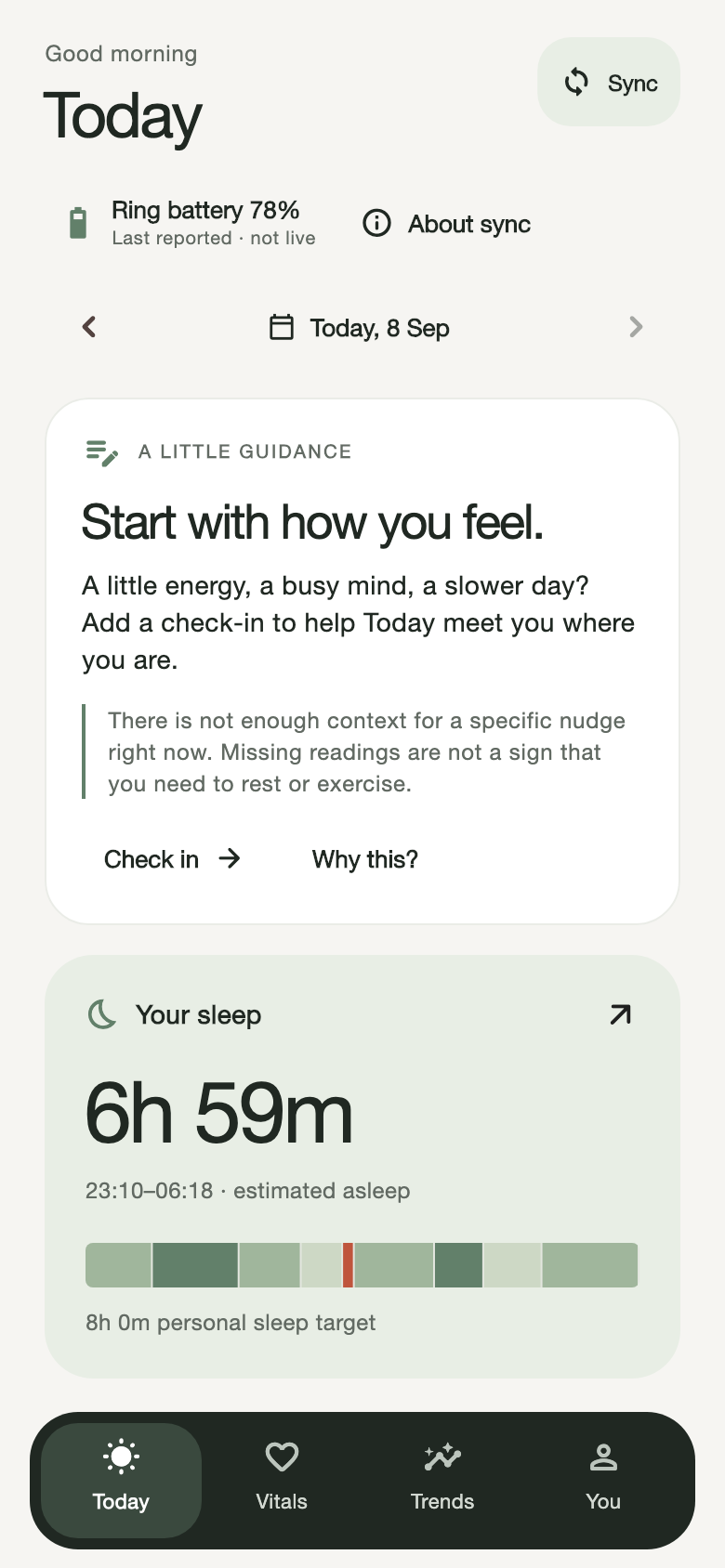 LibreRing Today with guidance and sleep