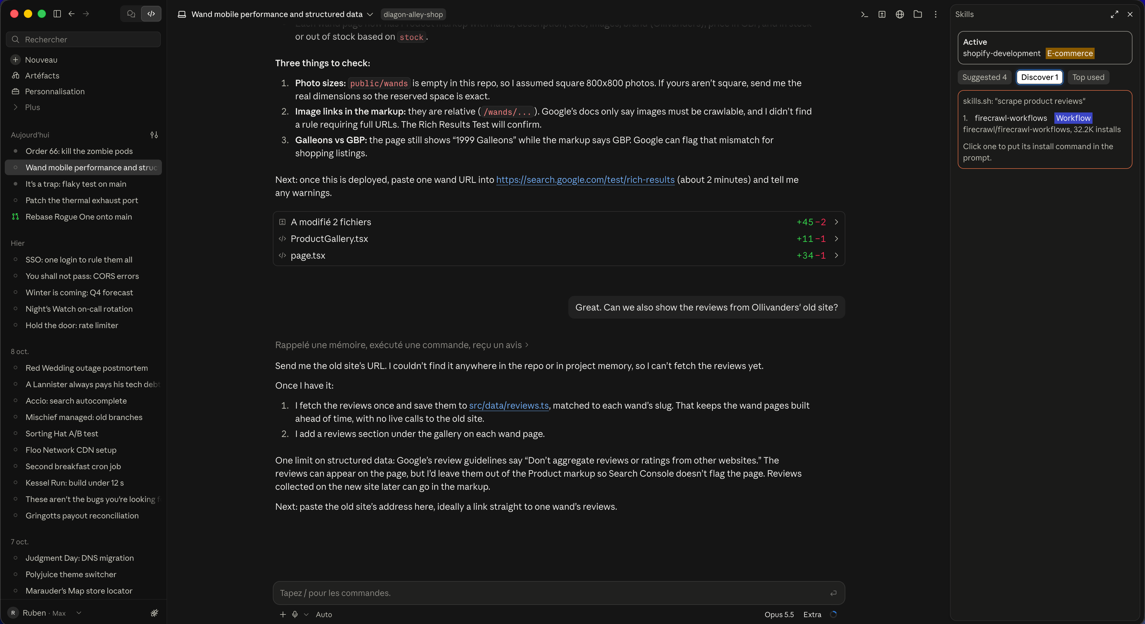 The Discover tab listing a skill not installed, with its repository and install count