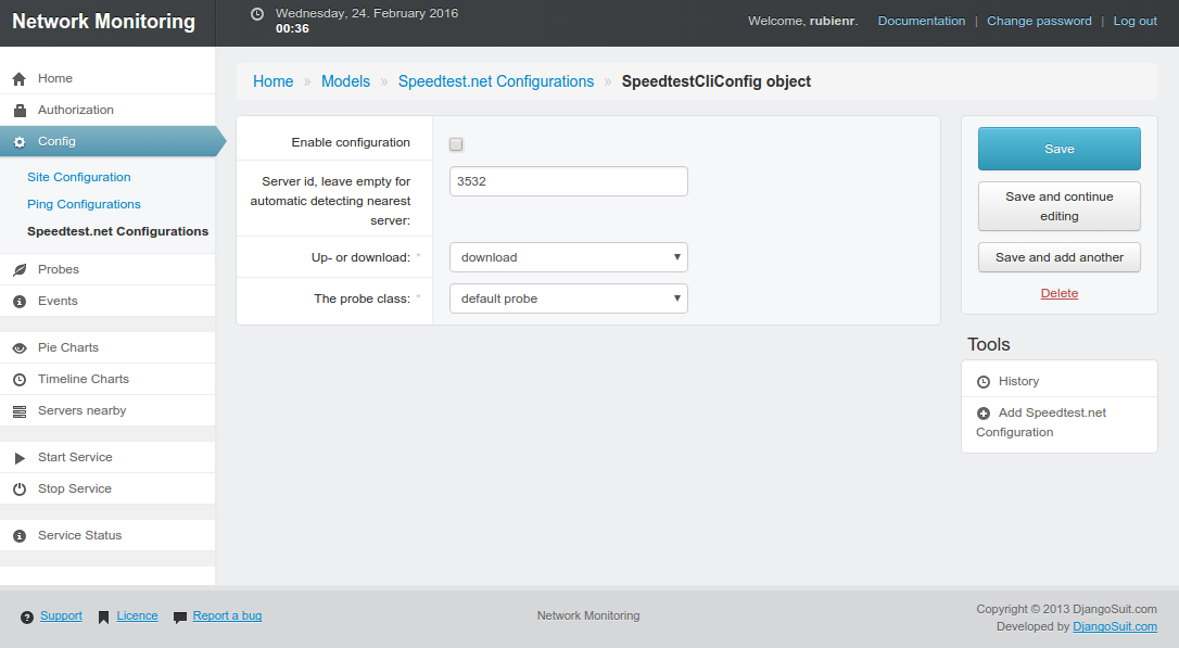 a speedtest.net probe setting