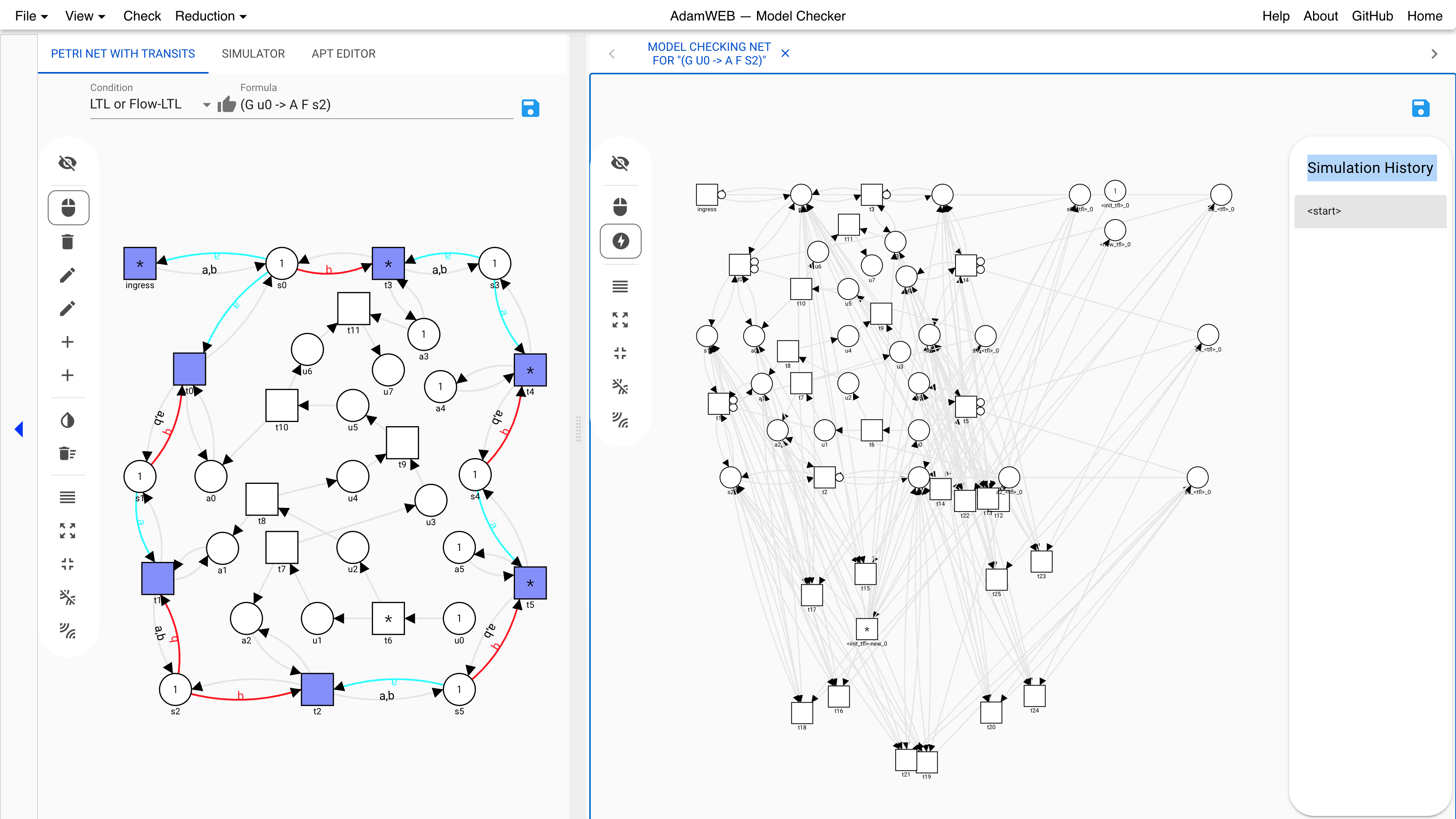 Example screenshot for the model checking