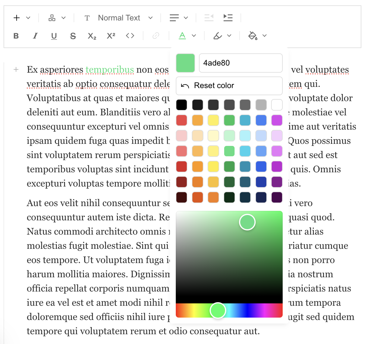 Text Color Example