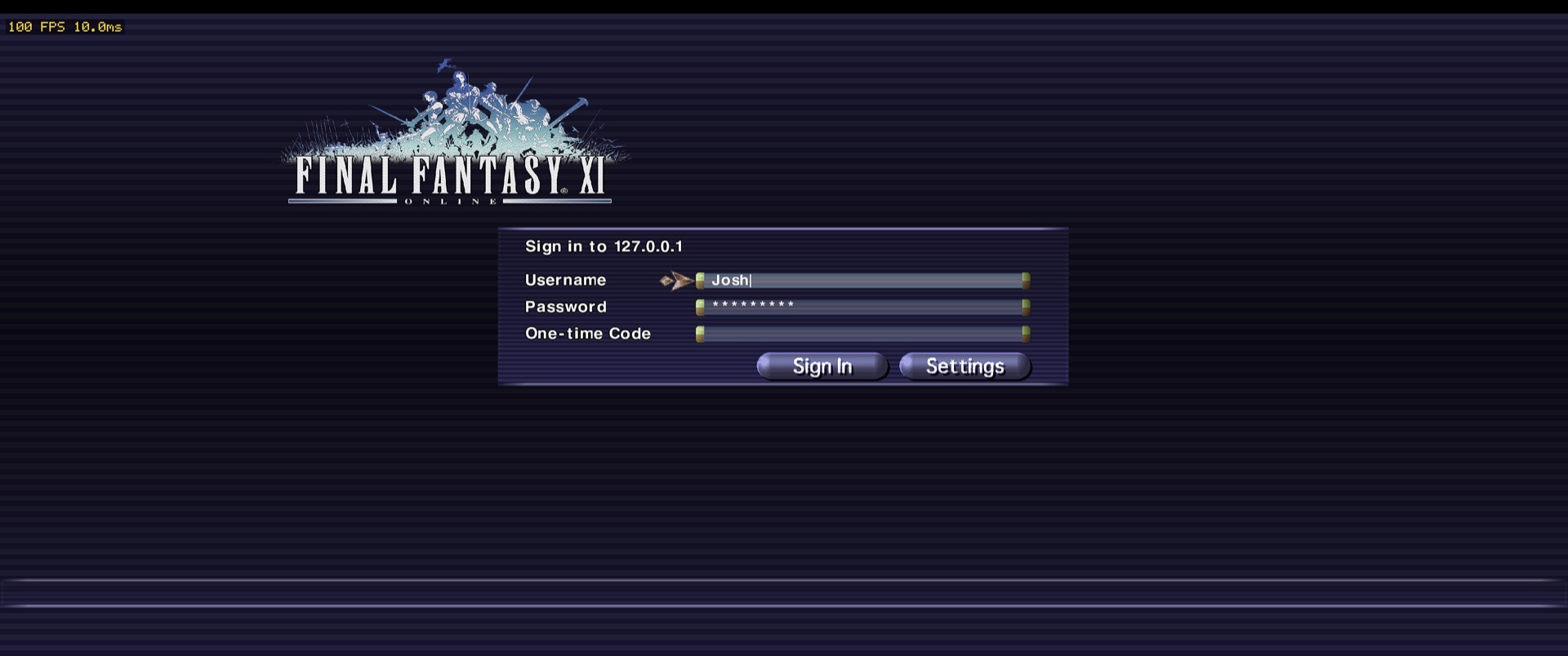 Sign-in screen