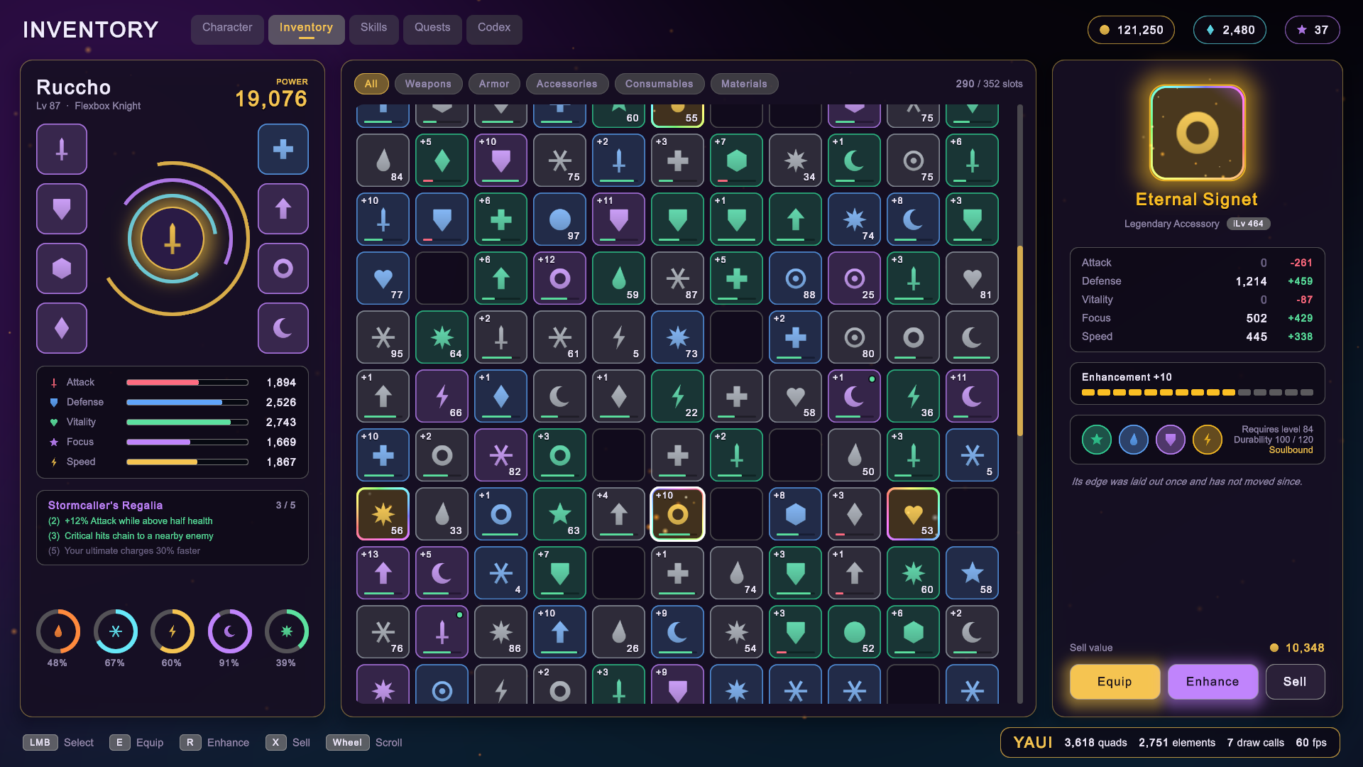 An RPG inventory and equipment screen