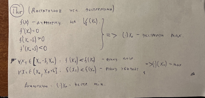 Достаточное условие экстремума
