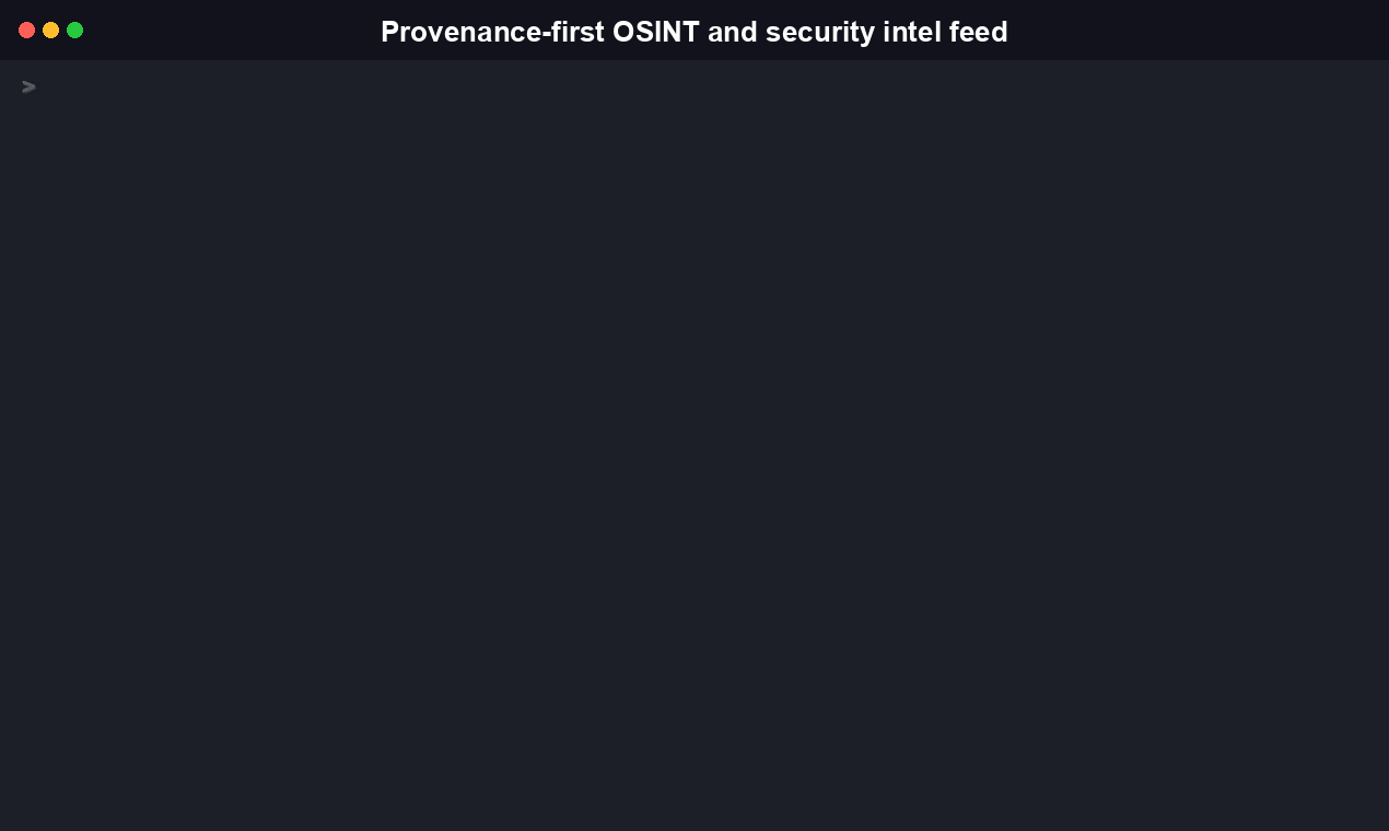 truesignal init and truesignal feed --source cisa-kev, run via npx truesignal-cli, showing connector status then a live CISA-KEV feed with real CVE ids and source URLs