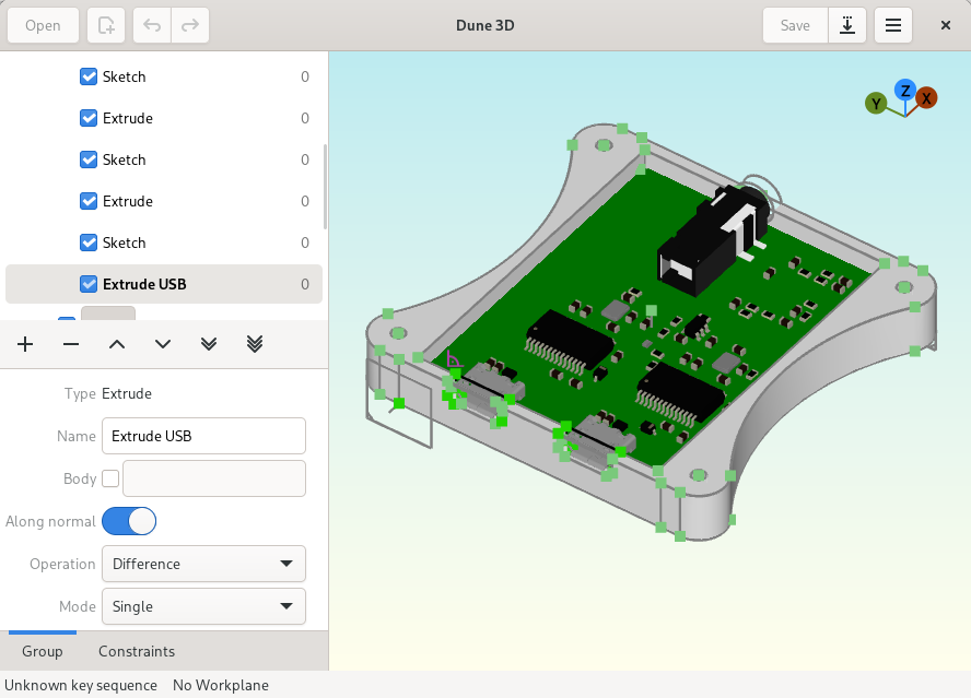 Screenshot showing a PCB in a grey enclosure on a gradient background.