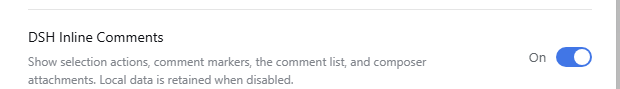 DSH Inline Comments setting enabled