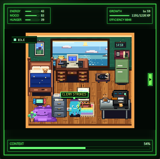 Aivatar compact HUD with octopus avatar and context meter
