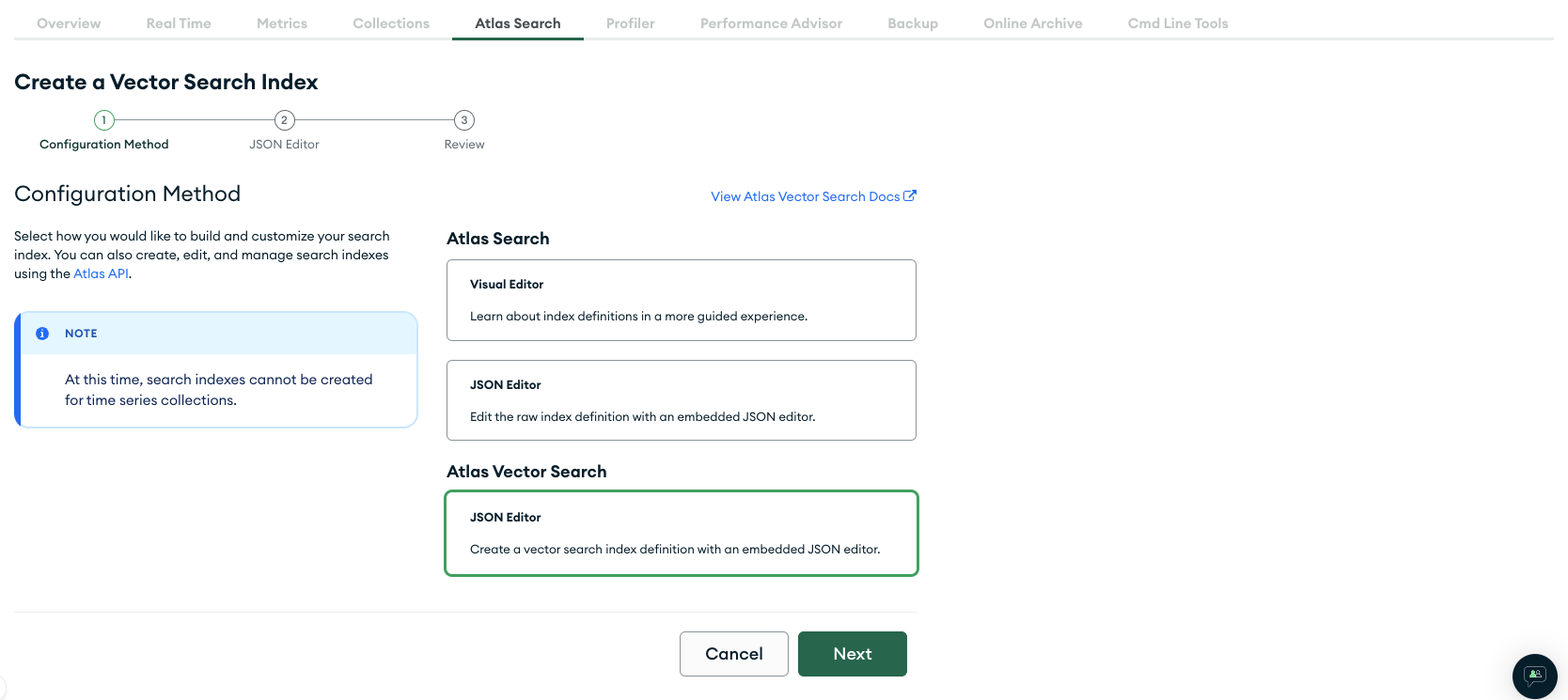 MongoDB Atlas JSON editor