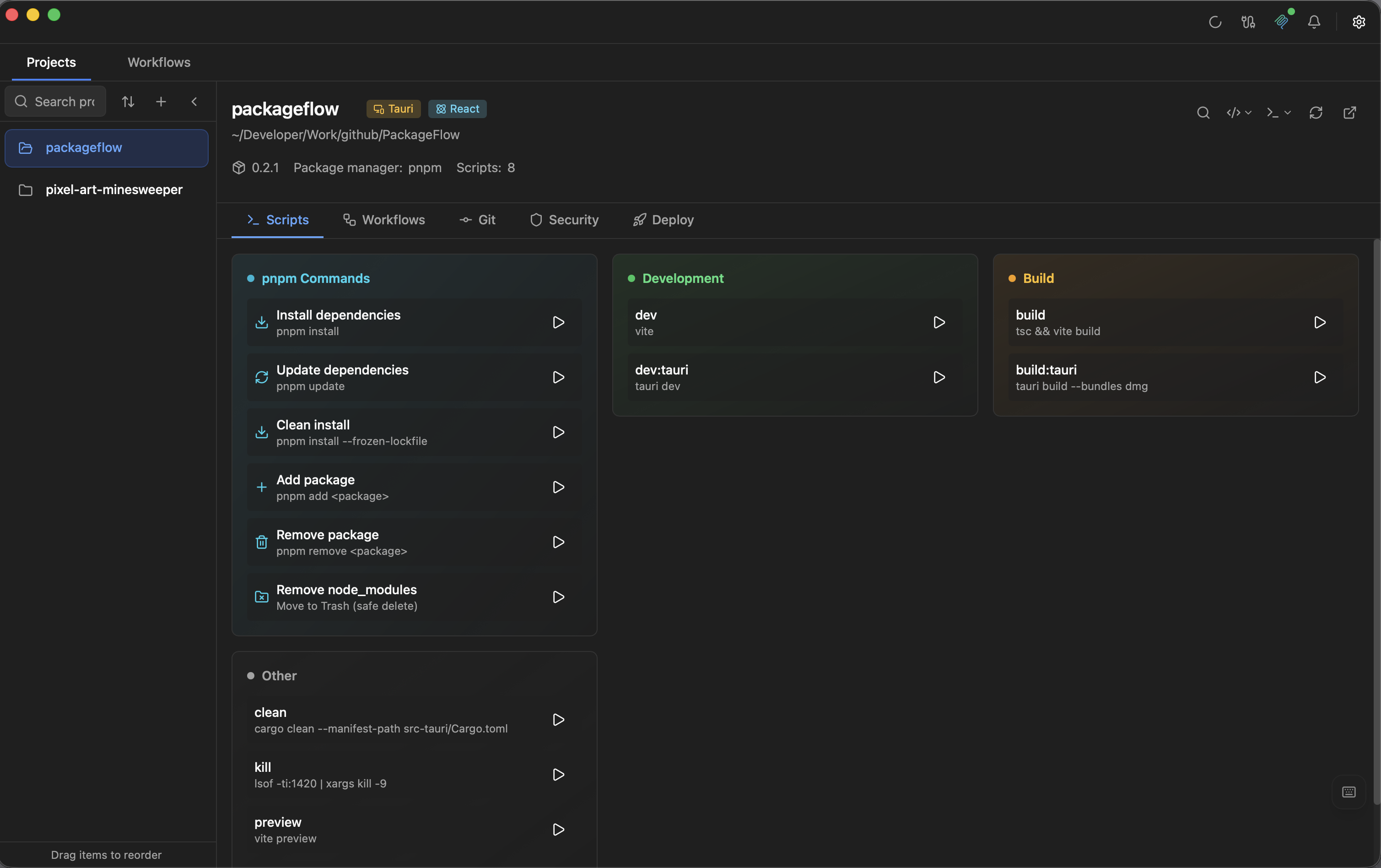 Projects and Scripts