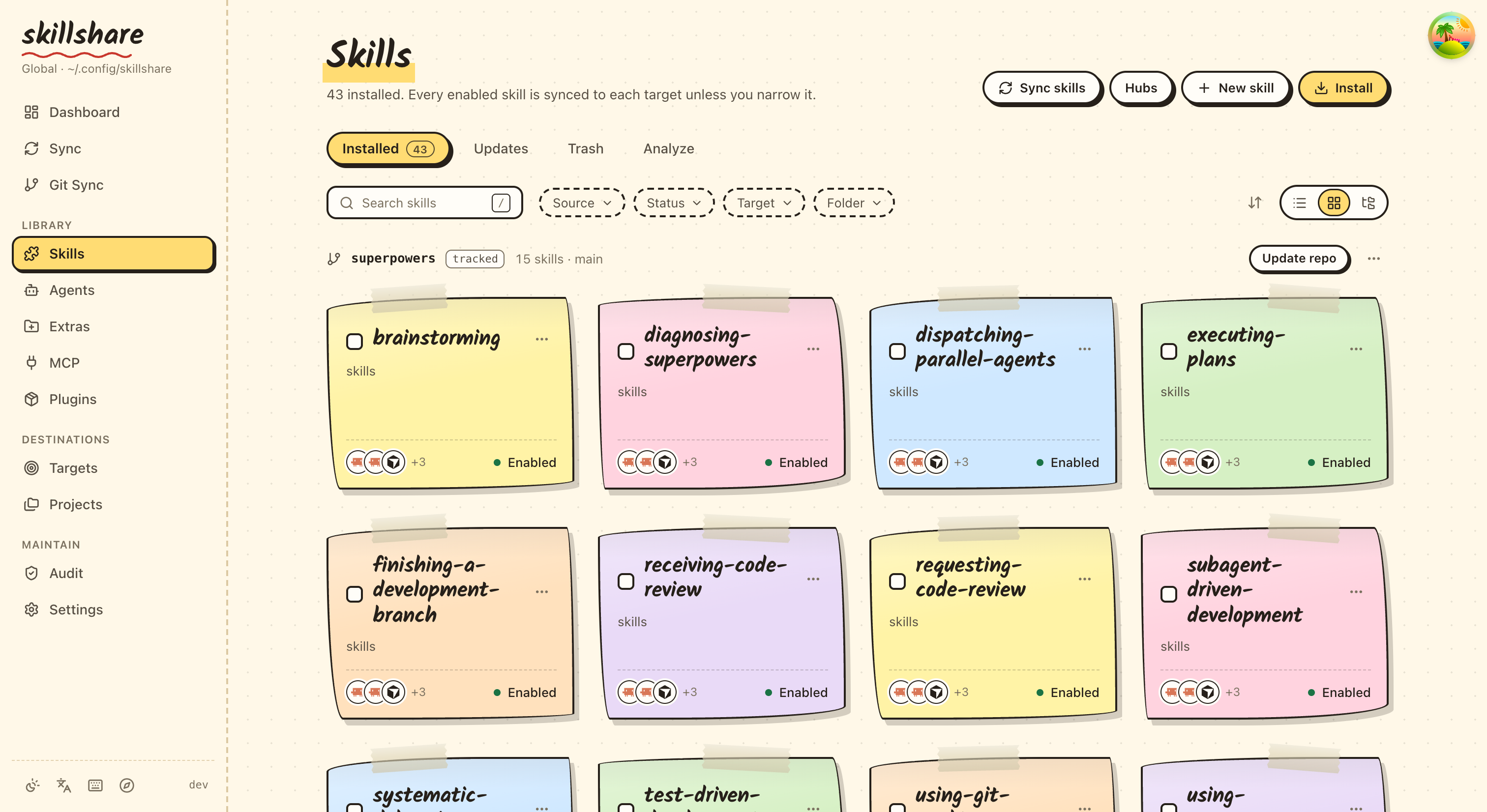 Web UI skills page